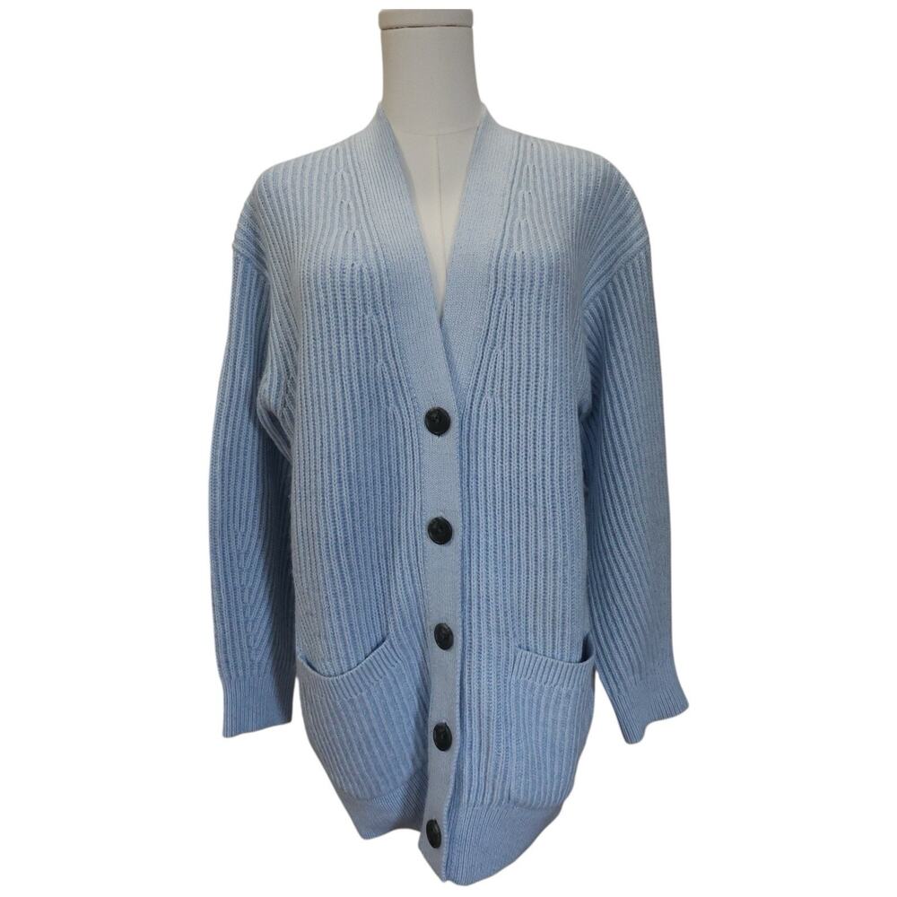 J.Crew Ribbed Chunky Knit V-Neck Cotton Blend Cardigan Size S